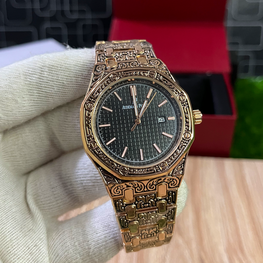 Old Money Engraved Watch - Black